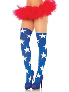 LEG AVENUE Superstar Tights Blue white new